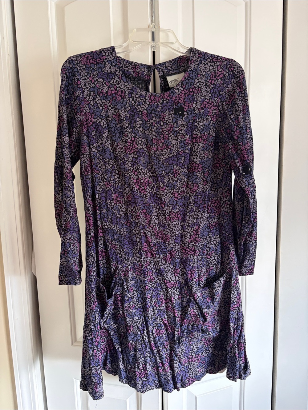 Wesc Purple Floral Long Sleeve Tunic Dress